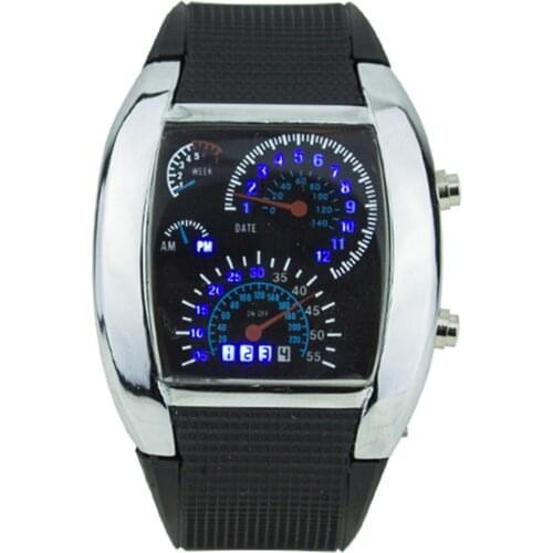 Men woman LED Sport Rubber Band Digital Week Date Dashboard Pattern Dial Watch Mas-culino Fashion Mens Watch Large Dial Milit