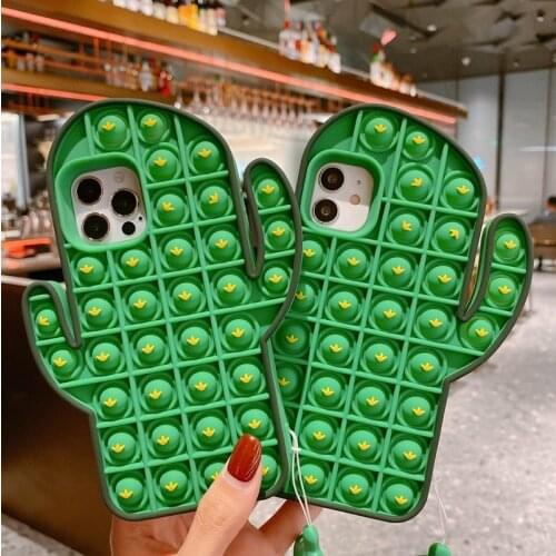 For Iphone 12 Case Cactus Relieve Stress Pineapple Phone Case for Iphone 8 Plus X XR XS Max11Pro Earthquake Protection Cover