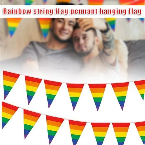 Decoration Rainbow Pennant Banner Colorful Stripes String Flags Decoration for Garden Restaurant Courtyard JDH88