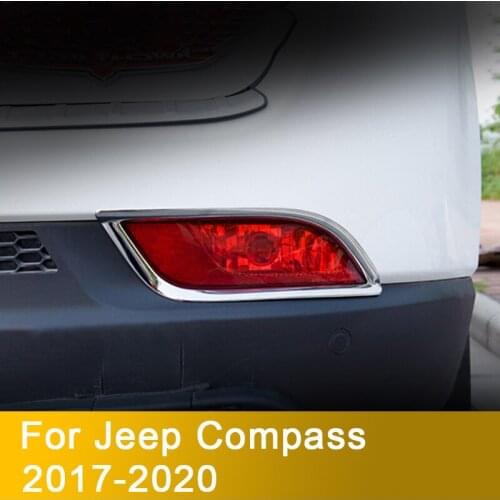 For Jeep Compass 2017 2018 2019 2020 ABS Chrome Rear Tail Bumper Fog Light lamp Cover Trim Garnish Molding Accessories