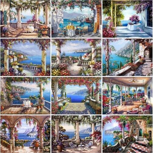 Evershine 5D DIY Diamond Painting Garden Full Square Round Diamond Embroidery Town Landscape Diamond Mosaic Seaside Home Decor