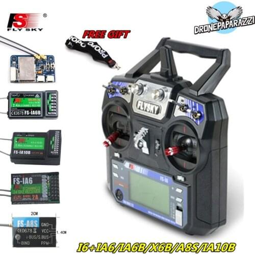 FLYSKY FS-i6 I6 2.4G 6CH AFHDS 2A Radio Transmitter with FS-iA6 IA6B A8S X6B IA10B Receiver for RC Drone FPV Airplane Helicopter