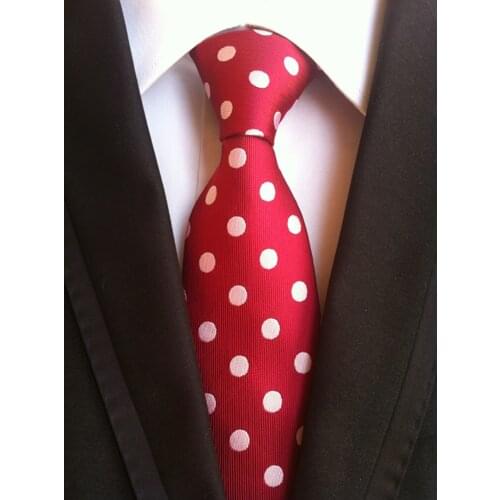 New Design Fashion Men Polka Dots Ties Red with White Spots Necktie