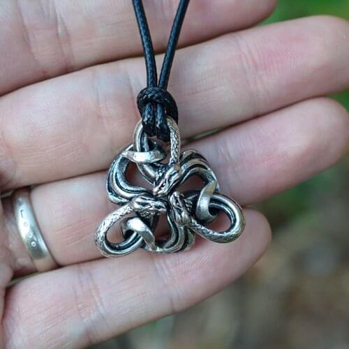 Gothic Trinity Snake Pendant Necklace Medusa Snake Necklace Pagan Jewelry For Gift