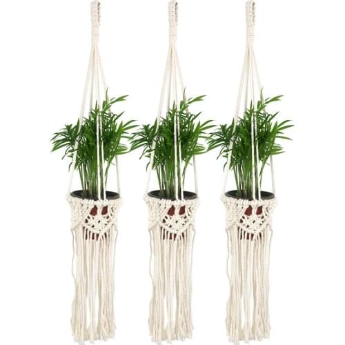 Fresh Pastoral Style Macrame Cotton Net Bag Pure Hanging Basket Net Handwoven Art Custom Fresh Gardening Home Garden Supplies