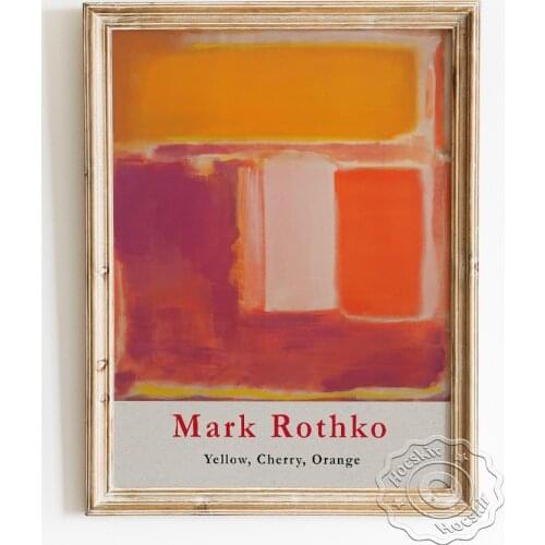 Mark Rothko Exhibition Museum Poster, Yellow Cherry Orange Canvas Painting, Abstract Art Prints, Minimalism Gift Idea Home Decor