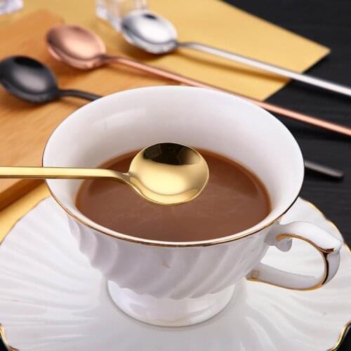 4pic/set 304 Stainless Steel Coffee Spoon round head spoon Korean Style spoons honey dessert gift mixing spoon