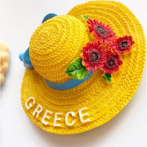 Refrigerator magnetic paste simulation straw hat sun hat resin magnet refrigerator decoration