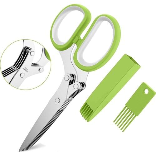 MAIYUE Multipurpose Kitchen Chopping Shear Layers Stainless Steel Knives Shredded Rosemary Scallion Cutter Herb Chopped Tool