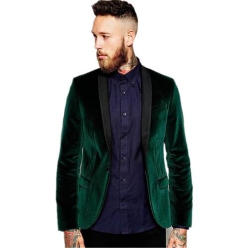 Fashionable mens suit green velvet coat the suit of the groom, holds the wedding party party suit custom jacket and trousers