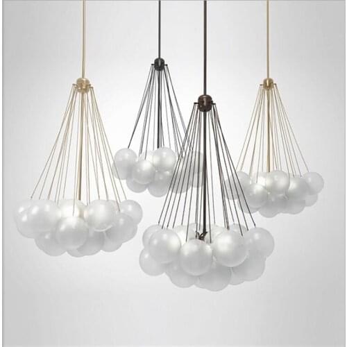 Nordic Black Chandelier Modern Designer LED Chandeliers Simple Bar Dining Room Restaurant Magic Bean Office Ball Grape Hanglamp