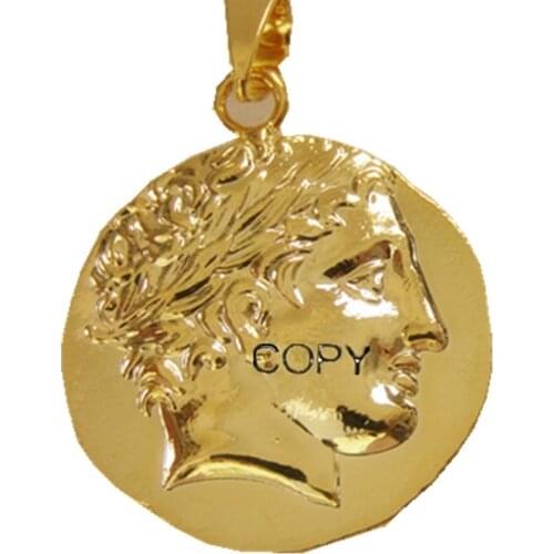 P(13)Coin Pendant Ancient Greek Philip II of Macedon - 323 BC Gold Plated Fashion Jewelry(diameter:20mm)