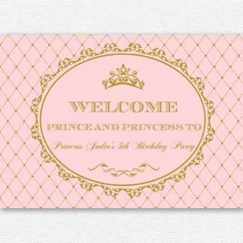 Custom Pink And Gold Princess Crown Baby Shower 1st Birthday background High quality Computer print party photo backdrop