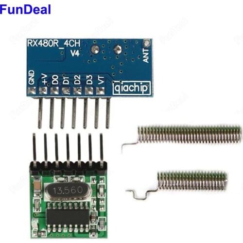 433 Mhz Wireless Remote Control Receiver and Transmitter Learning Code 1527 4CH RF Module With Antenna For Arduino Uno DIY Kits