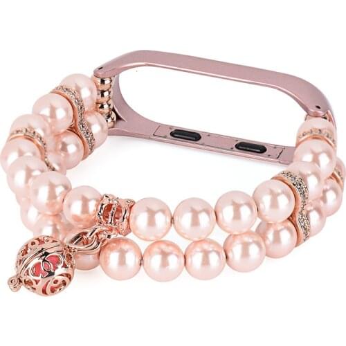 Stylish Replacement Strap Bands for Xiaomi Mi Band 6 5 Bracelet Women Pearl Perfume Wristband with Metal Smart Watch Miband 4 3