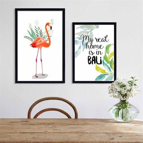 HAOCHU Pink Flamingo Poster For Living Room Home Decor Painting Print Poster Simple Nordic Wall Picture Canvas Painting