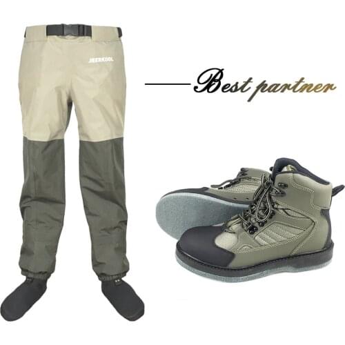 Fly Waders Fishing Shoes & Waist Pants Aqua Sneakers Clothing Set Breathable Upstream Waders Felt Sole Boots Hunting No-slip