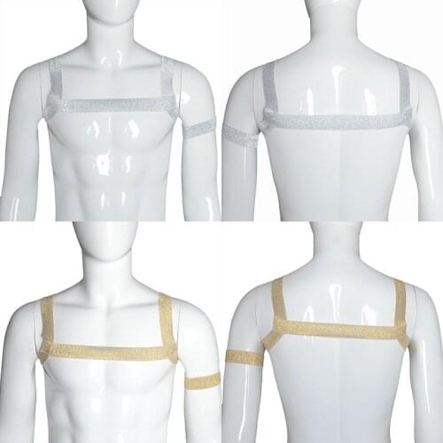 Sexy Underwear Men Harness Performance Tank Top Elastic Bandage Crop Top Exotic Club Short Top Stretch Simple Stripe Straps Vest