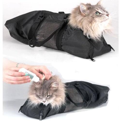 Mesh Cat Grooming Bathing Restraint Bag No Scratching for Claw Nail Trimming Injecting Examin Vet Tool Pet Supply Cat Carriers