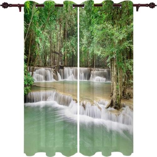 Modern Curtains Waterfall Forest Flowing Water Baby Room Bedroom Creative Curtains Kitchen Living Room Terrace Valance Curtains