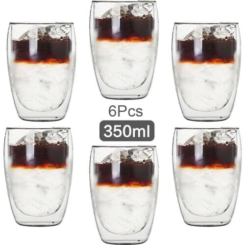 350ML Double Wall Glass Cup Transparent Handmade Heat Resistant Tea Drink Cup MINI Whisky Cup 100 centigrade Espresso Coffee Cup