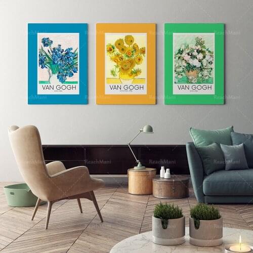 Van Gogh, ENSEMBLE DE 3 Art Floral | Affiche d’exposition, Tournesols, Iris, Roses, Van Gogh Imprimable, Impression instantanée