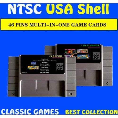 High Quality 16 Bit 5 IN 1 / 6 IN 1 / 9 in 1 NTSC 46 PINS Big Gray Game Card For USA Version Game Player