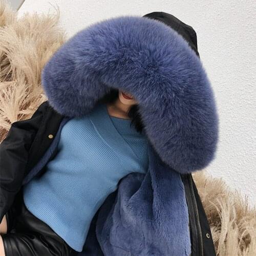 2019 new womens winter outerwear jackets detachable rex rabbit fur liner fox fur collar long style coats hooded