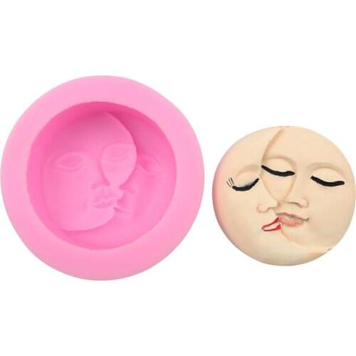 1pc 3D Sun and Moon Face Soft Silicone Soap Mold Silicone Fondant Cake Silicone Mold Chocolate Pastry Jelly Cake DIY Crafts Mold
