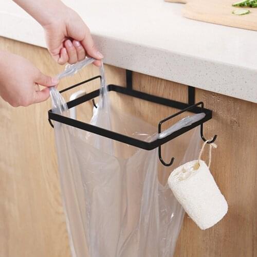 1PC Kitchen Trash Bag Holder Metal Garbage Bag Hanging Rack Plastic Bag Holder Hanging Under Counter Door Rubbish Bag Holder