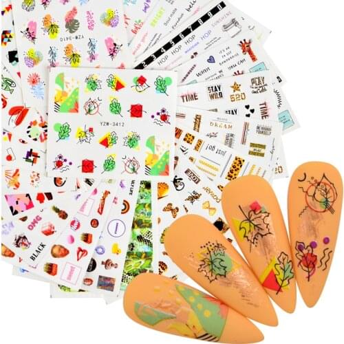1Pc Water Stickers For Nails Mix Flowers Transfers Sliders Nail Sticker Wraps DIY Nail Art Manicure Decor Decals Accessories