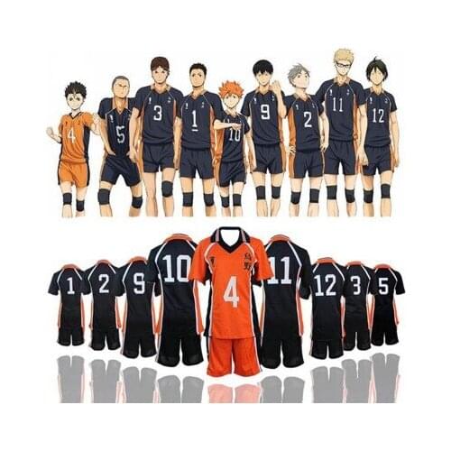 2pc/1set Haikyuu!! Mens Short Sleeve Shirt + Pants Suit Cosplay Sport Suit Volleyball Jerseys for Men and Women