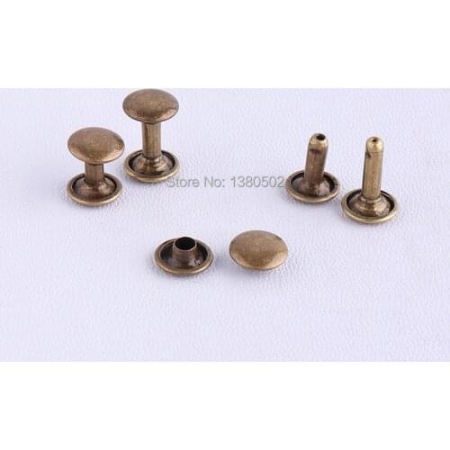 200sets 9*14mm bronze color Round Double Rivet Stud Collision Nail Spike Bag Belt Garment Bracelet for Sewing Accessories