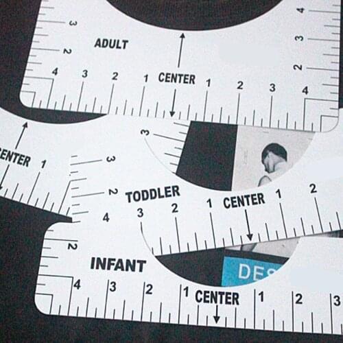 4PCS T-Shirt Alignment Ruler For Guiding T-Shirt Design Fashion Rulers With Size Chart DIY Drawing Template Craft Tool Drafting