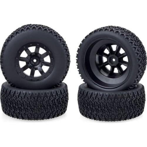 4pcs Short Course Truck Tires Rc Car Wheels Hex Adapter 12mm Tyre 110mm for 1/10 Wltoys Traxxas Off-road Car Slash HPI VKAR Red