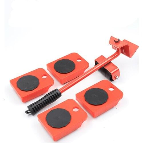 5PCS Furniture Mover Tool Set Heavy Stuff Transport Lifter 4 Wheeled Mover Roller with Wheel Bar Moving Device Tool
