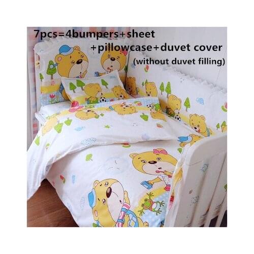 6/7PCS Crib Bedding Set Cushion Safety Protector Infant Cotton ropa de cuna Baby BedSheet Baby Bedding Set , 120*60/120*70cm
