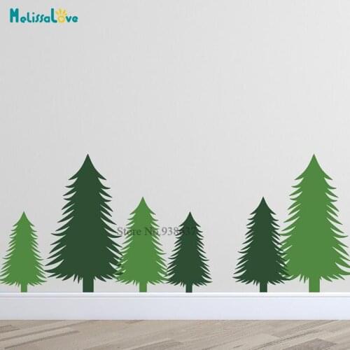 6 Fir Tree Tree Nature Nursery Wall Sticker Decor Pine Tree Forest Home Decal Removable Vinyl Wall Sticker BB586-2