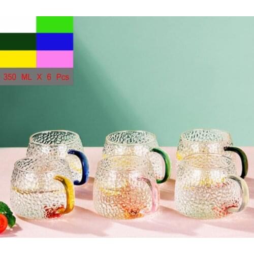 6pcs/set Lead-free Glass Cup High Borosilicate High Temperature Resistant Household Living Room Tea Cup Milk Drink Set