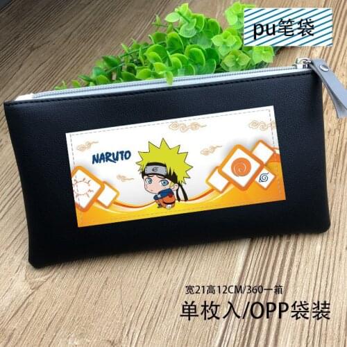 Anime Naruto PU Leather Pen Bag Uzumaki Naruto Long Coin Purse Stationery Storage Bag