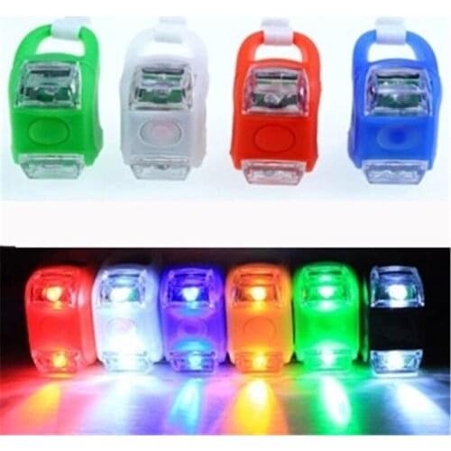 Free Shipping Night Riding Bike Safe Flash Warning Light With 2LED Waterproof Silicone Light Emergency Taillight Lamp 5 Colors