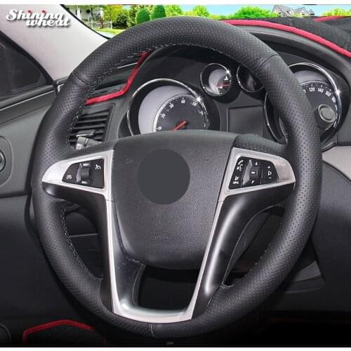 Shining wheat Black Genuine Leather Car Steering Wheel Cover for Buick Lacrosse 2009-2012 Chevrolet Equinox 2010-2016