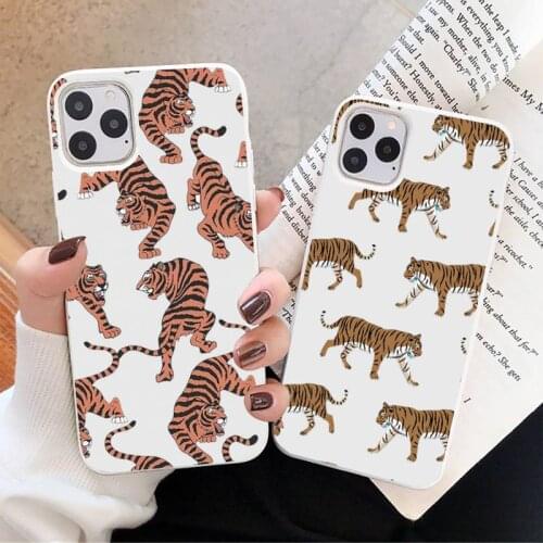 Tiger leopard rabbit dog animal Phone Case Candy Color for iPhone 6 7 8 11 12 s mini pro X XS XR MAX Plus