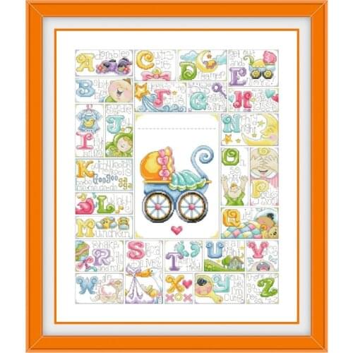 Baby birthday record cross stitch kits pattern 18ct 14ct 11ct white fabric cotton thread embroidery DIY hand made needlework