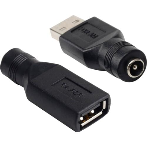 For Commonly used USB set 5.5*2.1mm Female jack to USB 2.0 Male Plug DC Power male to female Connector Adapter