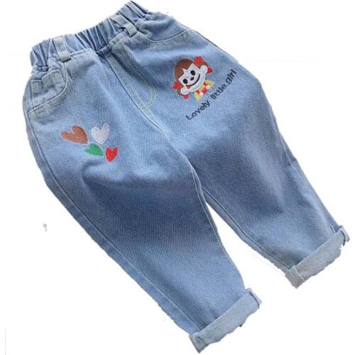 Girls Denim Pants High Quality Spring Kid Clothing Autumn Girl Cartoon cute doodle Trousers Fall Children Jean Pants Leggings