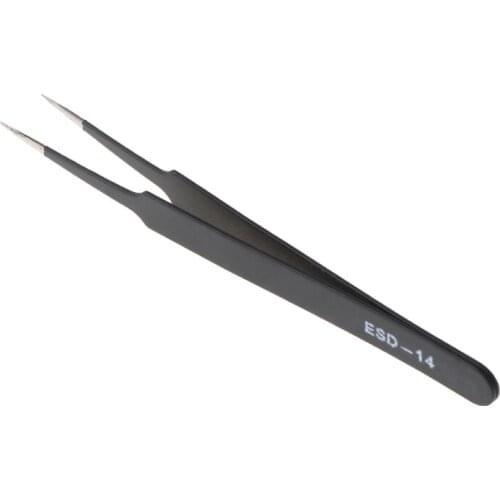 ESD-15 Anti-Static Steel Curved Bent Tip Tweezer Jewelry Nipper Repair Hand Tool