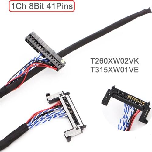 LVDS Cable FI-RE41S-HF 1ch 8-bit 41pins 550mm 55cm with hook For Universal LCD LED panel controller board Free Shipping