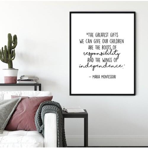 The Greatest Gift Maria Quote Print Early Childhood Educational Poster Nursery Wall Art Canvas Painting Picture Kids Room Decor