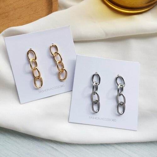 Korea Cuba Exaggerated Metal Chain Drop Earring For Women Men Retro Punk Chain Piercing Earrings Vintage Goth Party Punk Jewelry